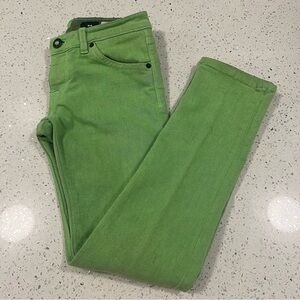 20% off $40+! VOLCOM Bright Green 2x4 Skinny Youth Jeans Leg Logo Size 14 (27)